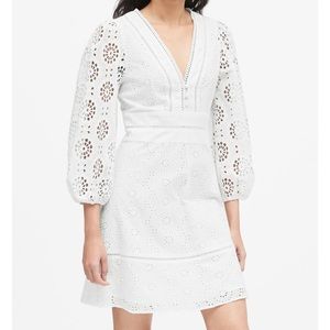 Banana Republic Eyelet Puff Sleeve Mini Dress